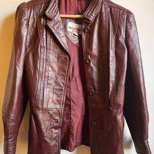 Vintage mahogany women's leather jacket